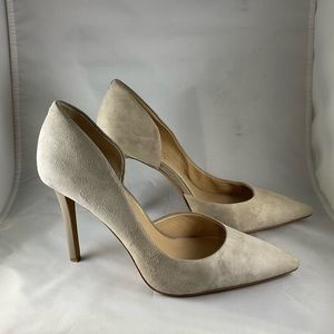 Grey Suede Jessica Simpson Dorsay Heels Sz 9.5 Stiletto Platform EUC Pointed